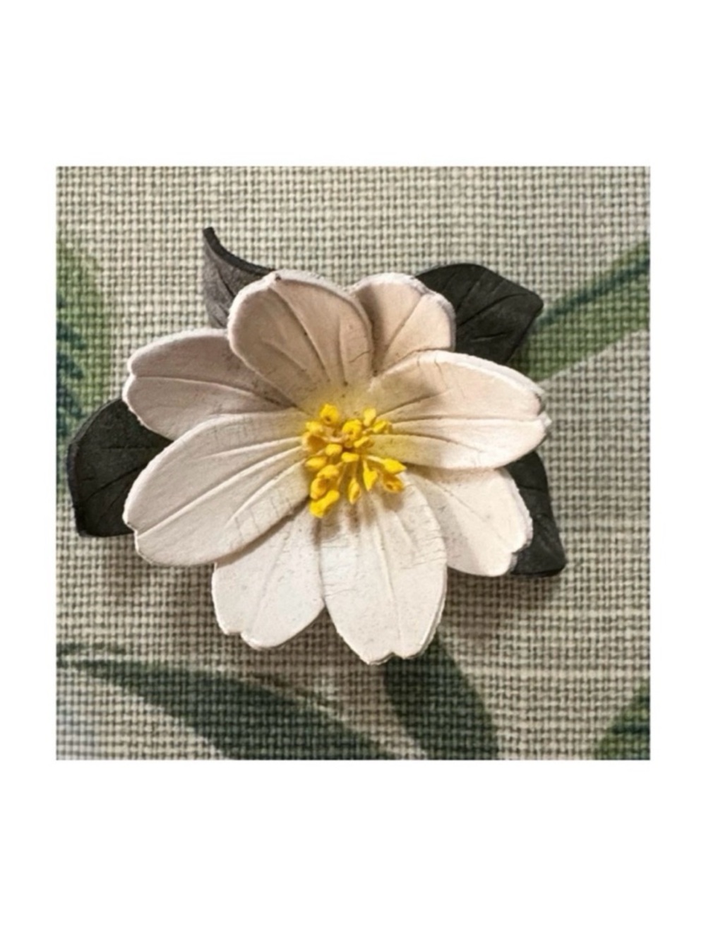 VTG Handcrafted Leather Brooch of a Mt. Evan's Flower - Hinterland Studio Canada